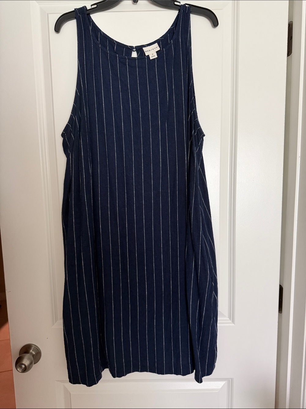Ava & Viv blue and white pin stripe sleeveless dress